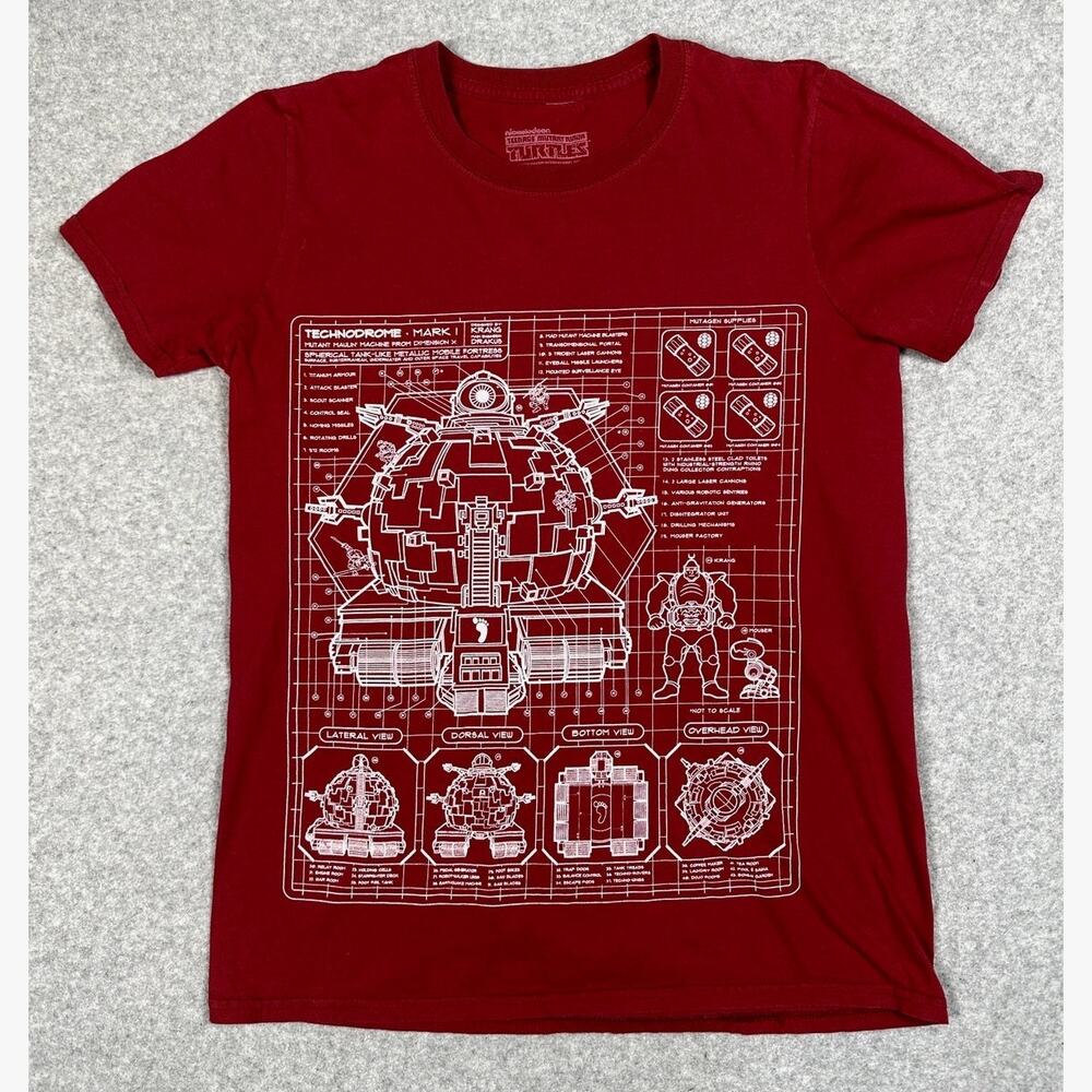 Lootwear Teenage Mutant Ninja Turtles Technodrome Graphic Mens T-shirt Red S GUC